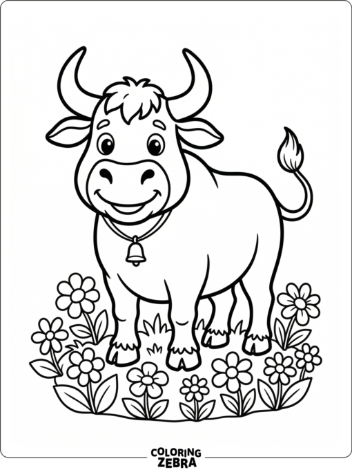 A cute bull with round eyes and a sweet expression