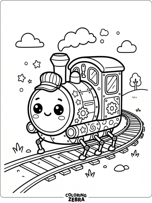 Cute chibi spider train with tiny legs