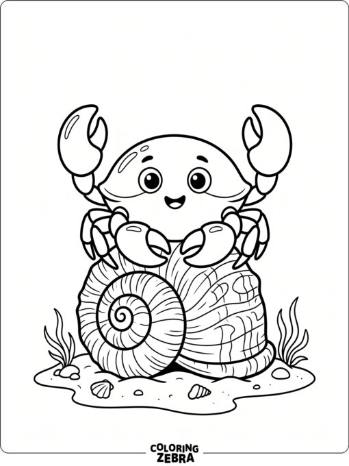 A cute crab sitting on a seashell