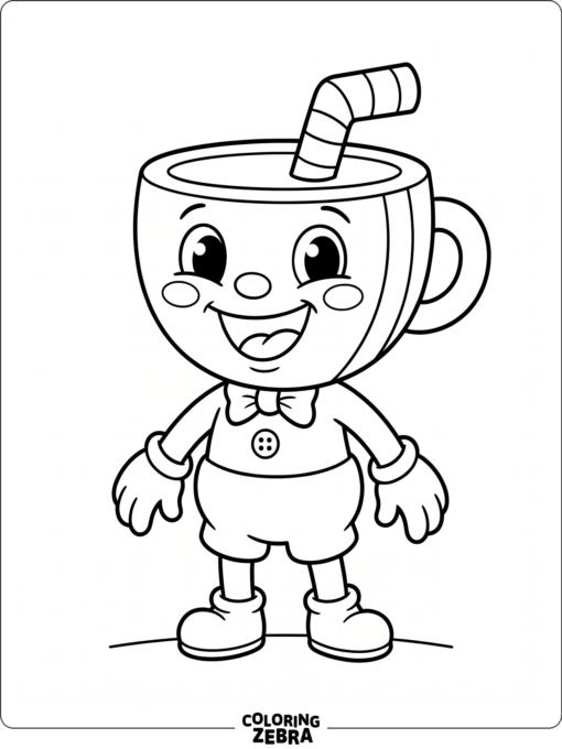 Cute Cuphead smiling in a simple cartoon style