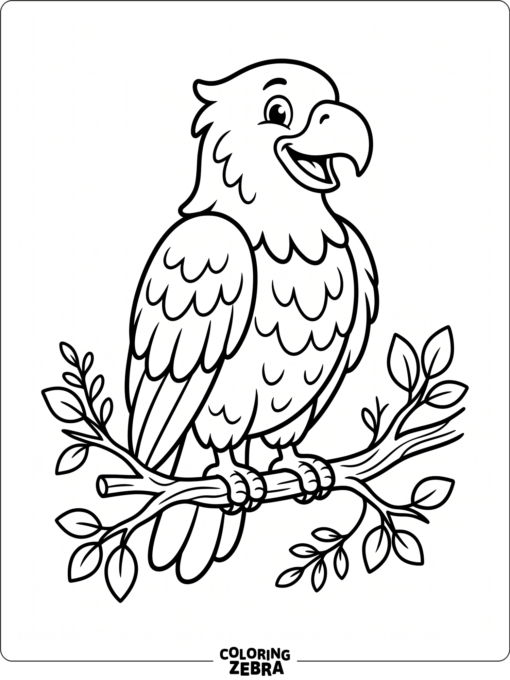 A cute eagle perched on a branch