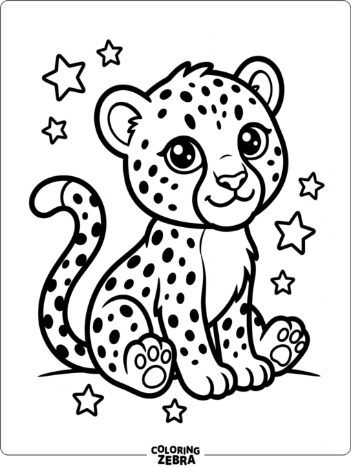 A simple cheetah with stars around it
