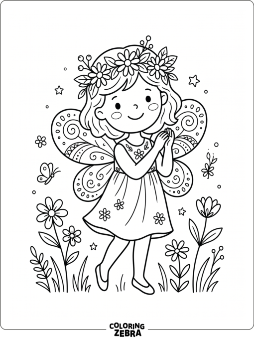 A cute fairy wearing a flower crown