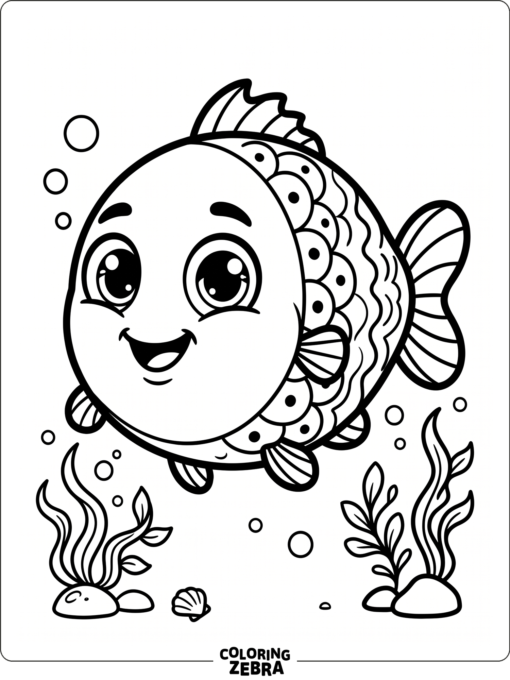 A cute fish with big eyes and fins