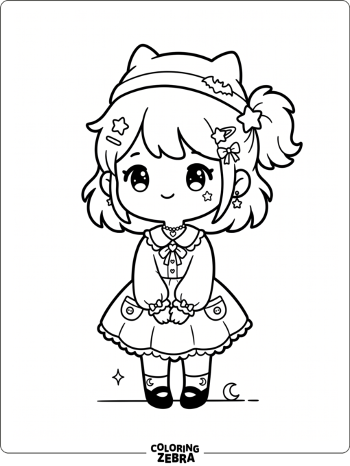 Cute Gacha character with a round face and tiny accessories
