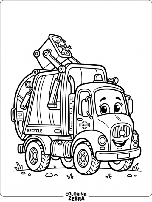 Cute garbage truck with big eyes