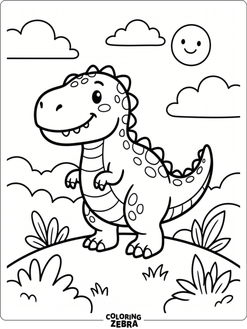 A cute baby Gigantosaurus with a happy face