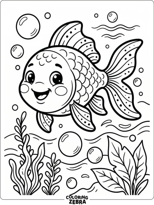 A cute goldfish with a cheerful face