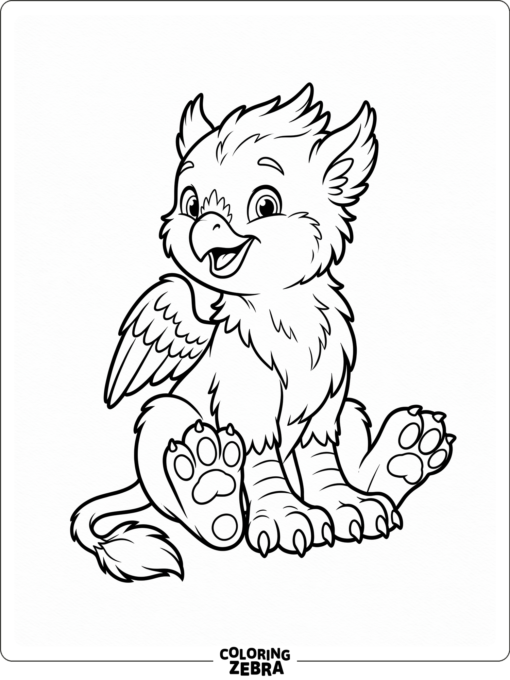 A cute griffin cub with big paws