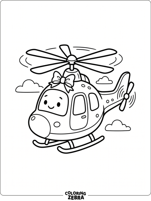 Cute helicopter with a bow and rounded shapes