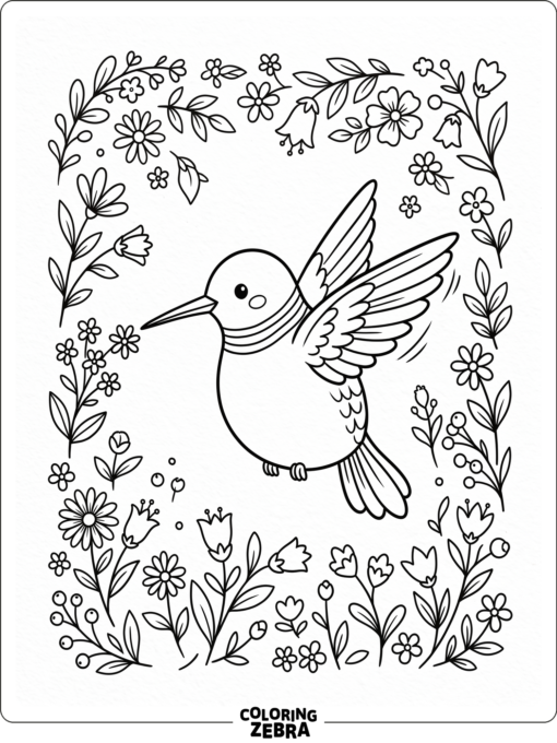 A cute hummingbird with little flowers