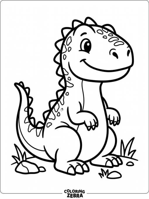 A cute indominus rex sitting with a small smile