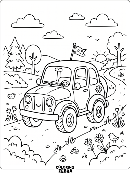 Cute Jeep with a Tiny Flag