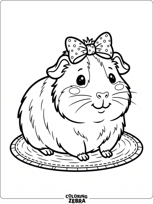 A kawaii guinea pig with tiny paws and a bow