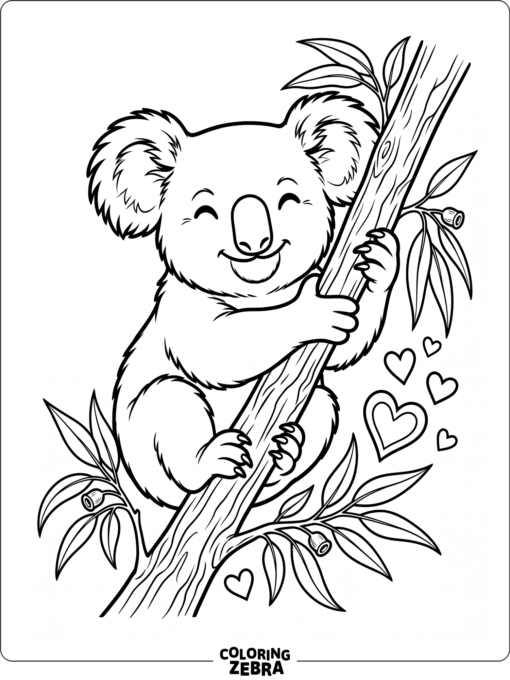 A cute koala hugging a branch