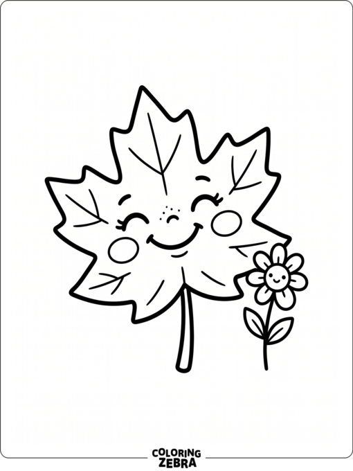 A cute smiling leaf with a little flower