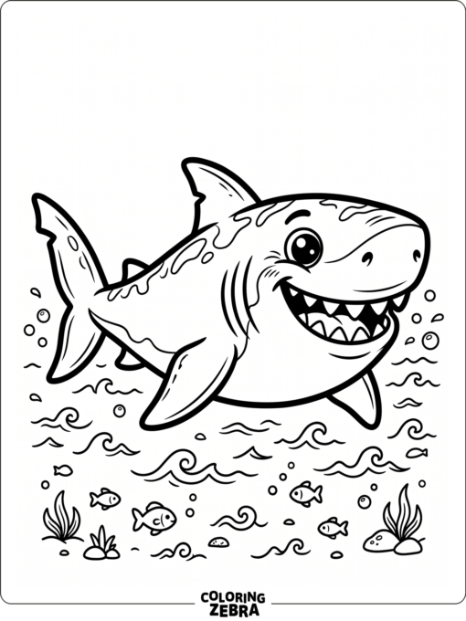 A cute megalodon with round eyes