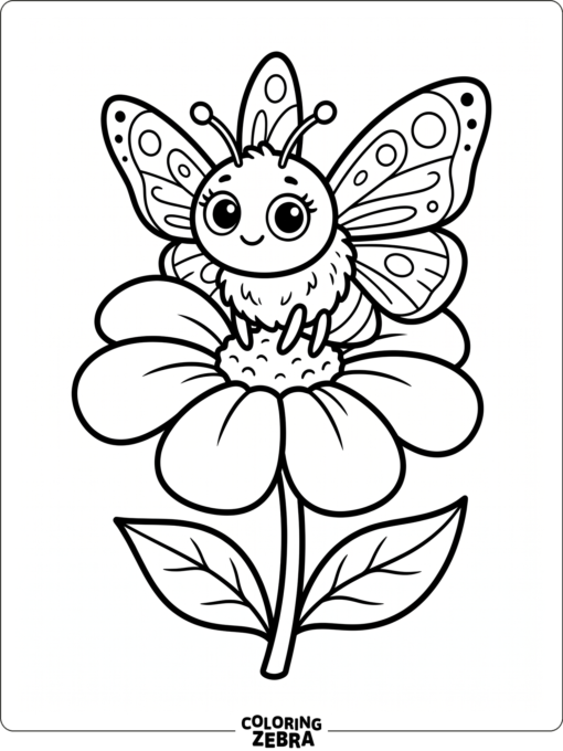 A cute moth with big eyes on a flower