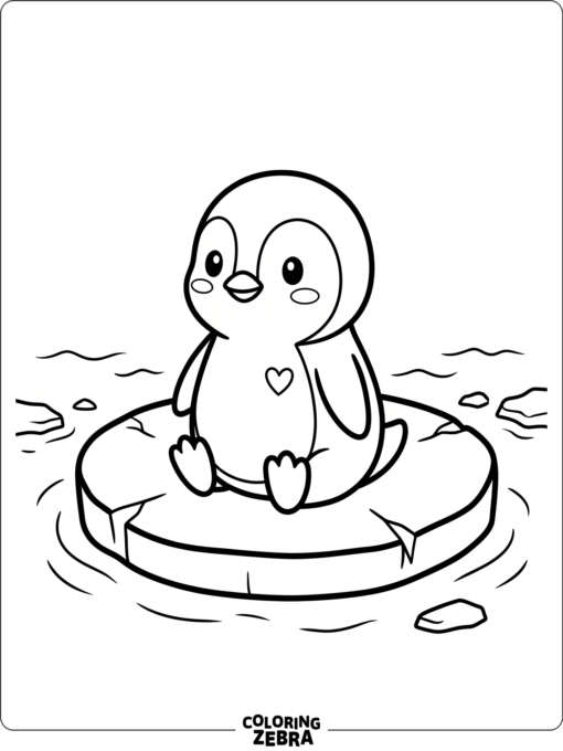 A small cute penguin sitting on an ice floe
