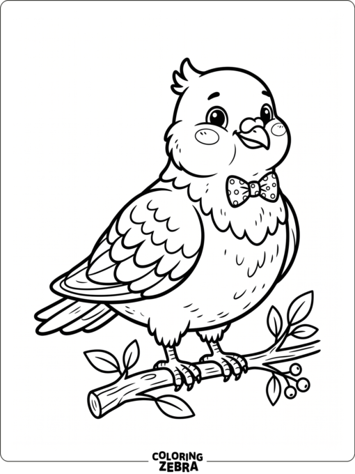 A cute pigeon wearing a bow tie