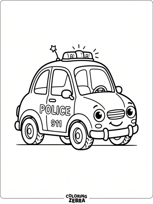 Cute little police car with friendly eyes