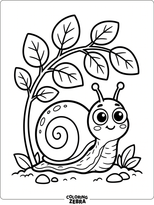 A cute snail under a leafy sprig