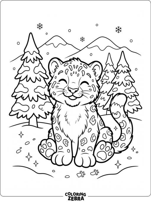 A cute snow leopard cub with rounded paws