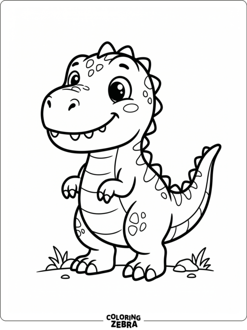 A cute T rex with round eyes and small feet