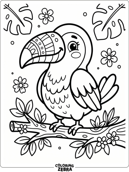 A cute toucan with simple shapes for children