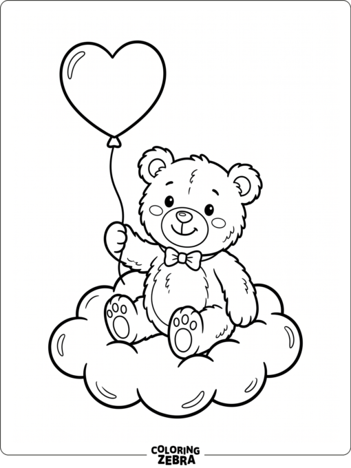 Cute teddy bear with a heart balloon