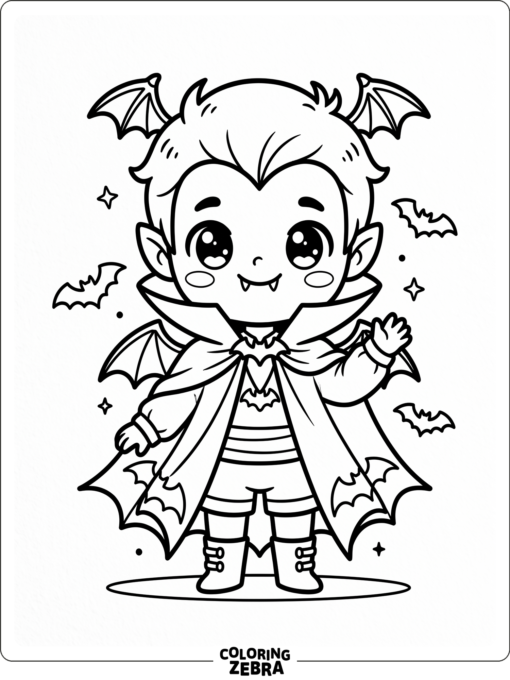 A cute chibi vampire with a tiny cape