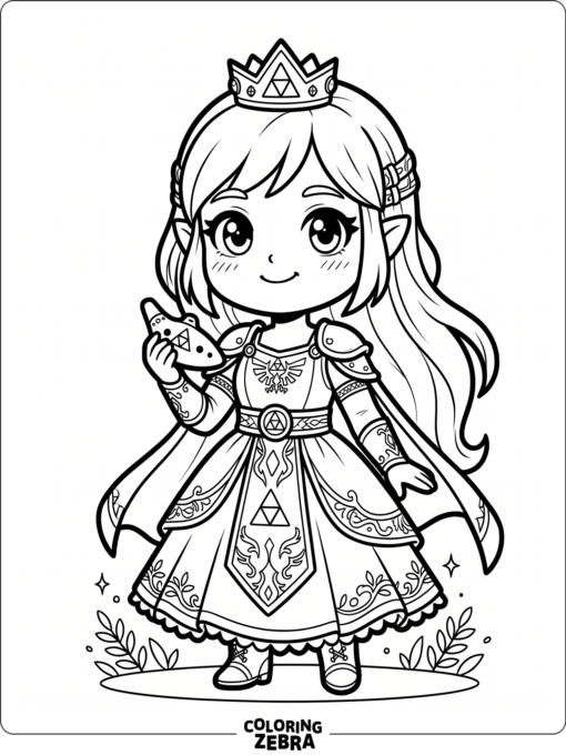 Cute chibi Zelda with big eyes and a small crown