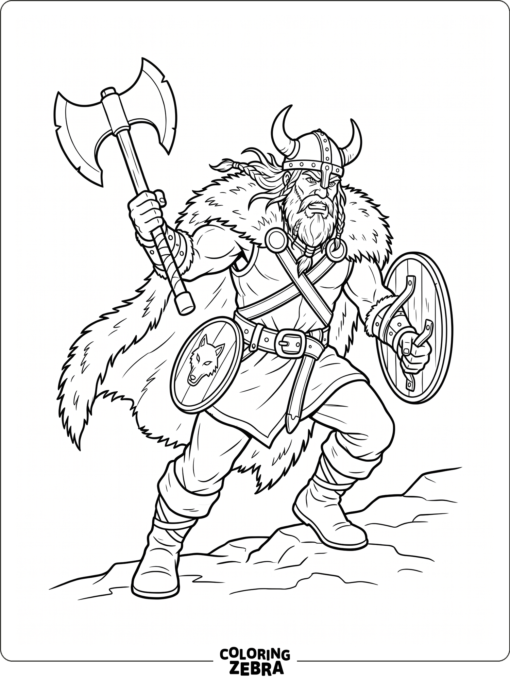 Barbarian with axe and fur cloak