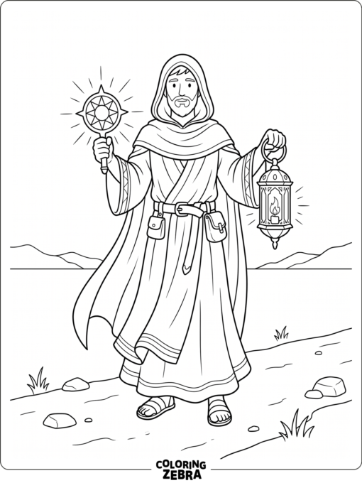 Cleric holding a holy symbol and lantern