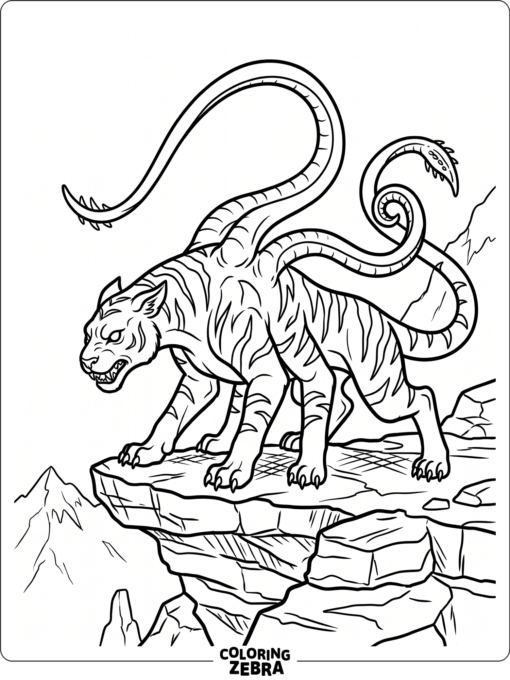 Displacer beast crouching on a rocky ledge