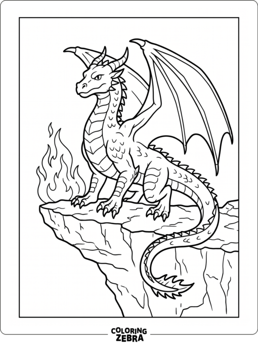 Dragon perched on a stone ledge
