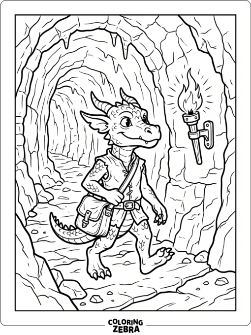 Kobold carrying a satchel beside a torch