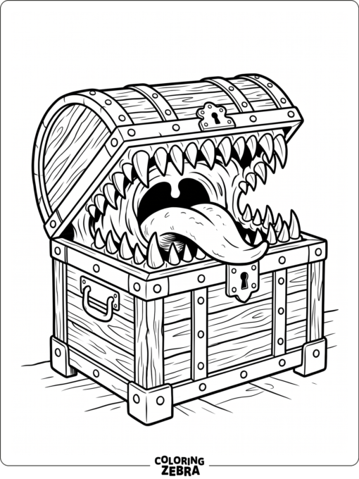 Mimic chest opening its toothy mouth