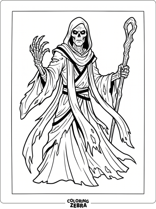 Vecna with a skeletal hand and tattered robes