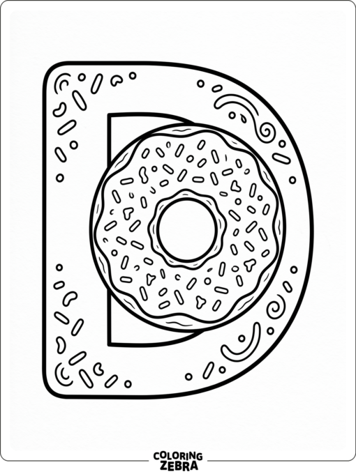 Hay un donut junto a una gran letra D