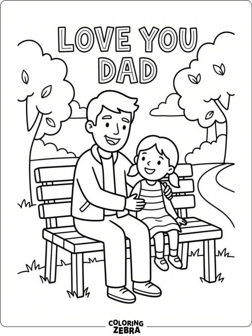 Father and daughter on a park bench