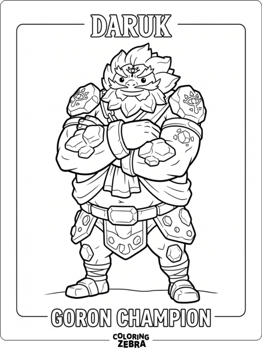 Daruk standing with rocky armor and crossed arms