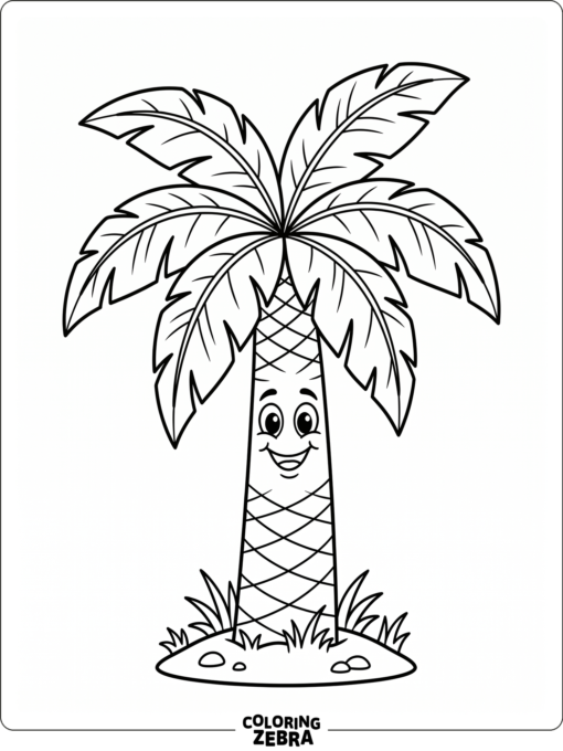 A cute palm tree with a smiling face