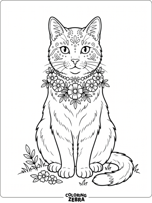 Cat with marigold collar and face markings
