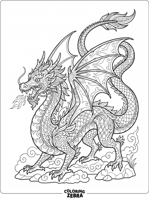 An intricate dragon with decorative scales