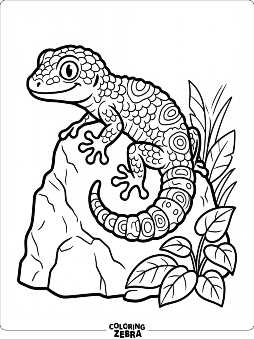 A gecko with textured scales resting on a rock