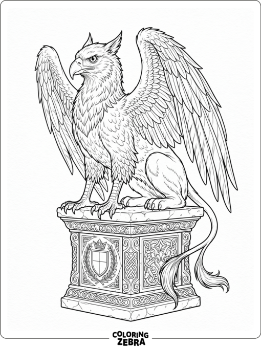 A detailed griffin on a stone pedestal