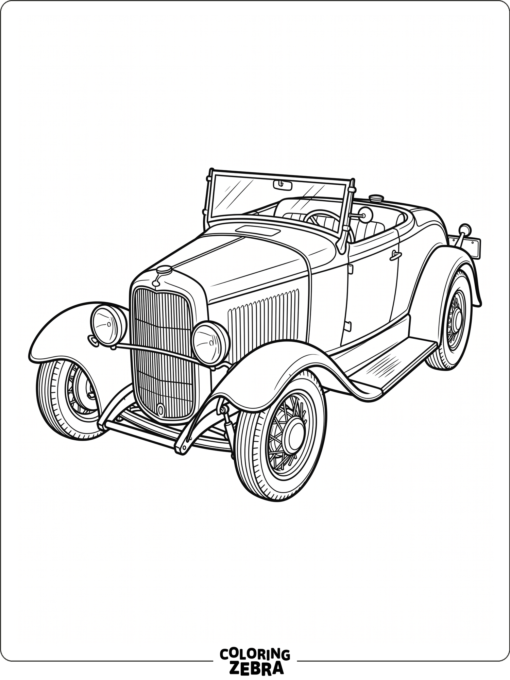 Classic hot rod with open fenders and grille