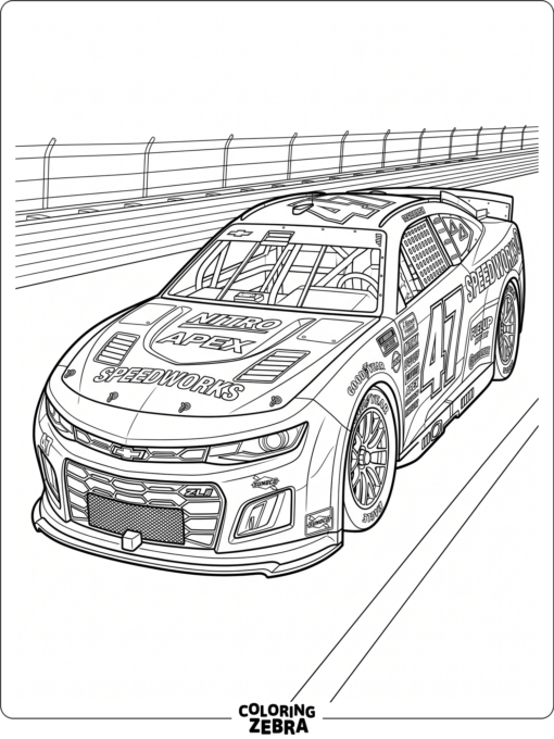 A detailed stock car with vents and decals