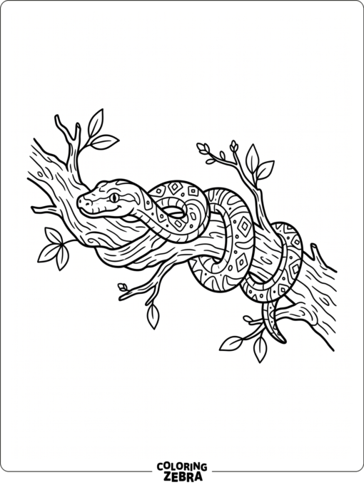 A snake on a branch with patterned scales